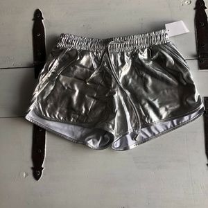 lighter silver metallic shorts